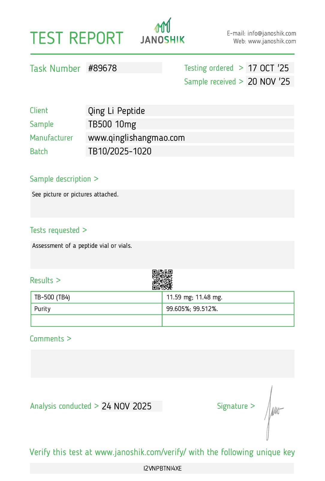 COA image for batch HA202605-TB-500